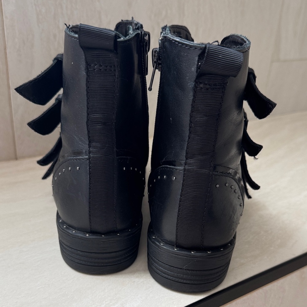 Steve Madden  Black Leather Studded Combat Boots - Picture 5 of 8